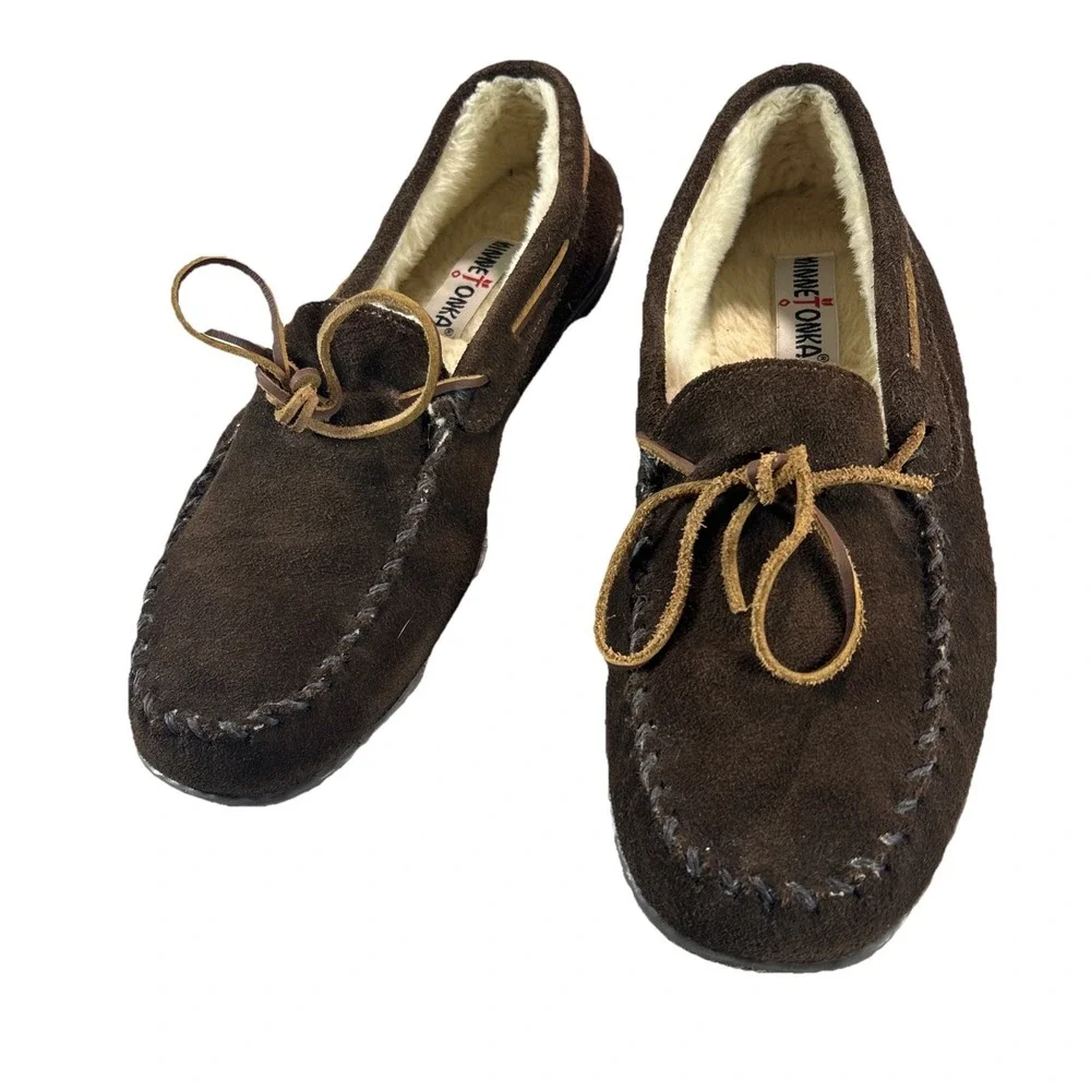 Men's Minnetonka Essential Hardsole Brown Ruff Size 12